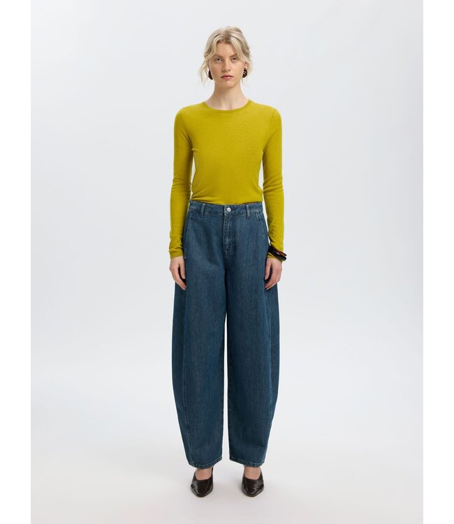 SELECTED FEMME SLWVENDY LS KNIT WOOL O-NECK NOOS AVOCADO OIL