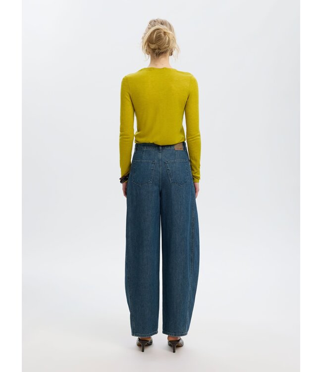 SELECTED FEMME SLWVENDY LS KNIT WOOL O-NECK NOOS AVOCADO OIL