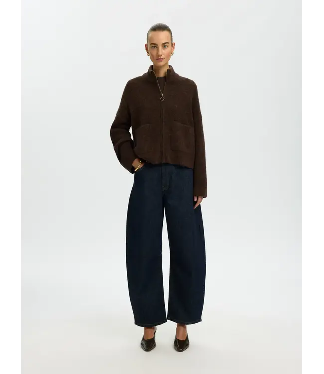 SELECTED FEMME SLWSIA RAS LS KNIT ZIPPER CARDIGAN NOOS DELICIOSO