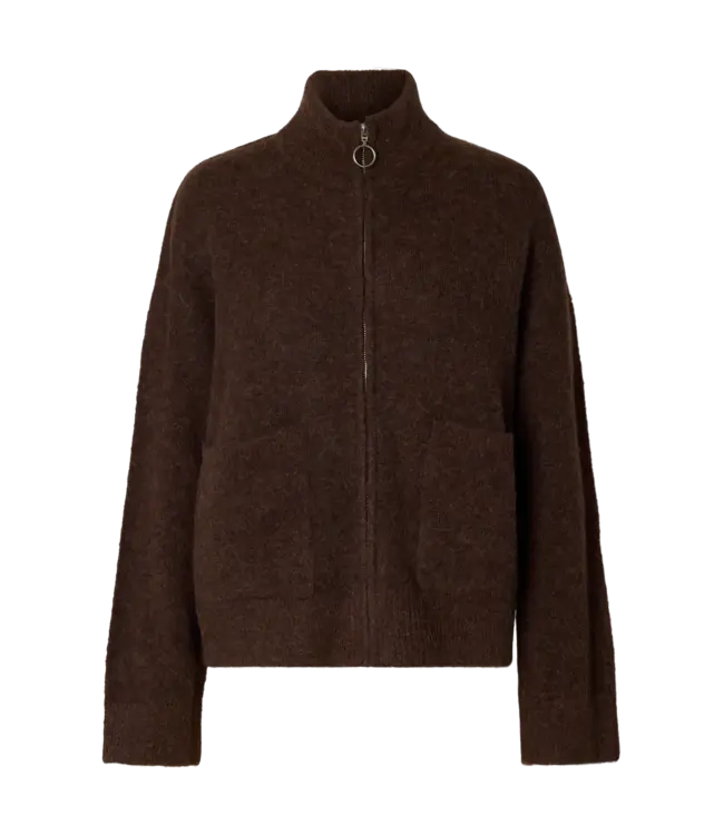 SELECTED FEMME SLWSIA RAS LS KNIT ZIPPER CARDIGAN NOOS DELICIOSO