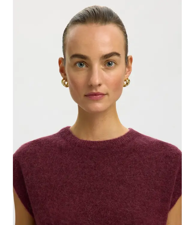 SELECTED FEMME SLWLULU SL PULL NOOS TAWNY PORT MELANGE
