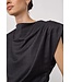 CO'COUTURE CC ELORACC CHECK PLEAT TOP DARK GREY