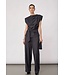 CO'COUTURE CC ELORACC CHECK PLEAT TOP DARK GREY