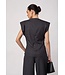 CO'COUTURE CC ELORACC CHECK PLEAT TOP DARK GREY