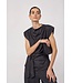 CO'COUTURE CC ELORACC CHECK PLEAT TOP DARK GREY