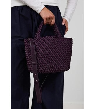 MARREA MA HANDTAS MIDI AUBERGINE SATIN STRIPE