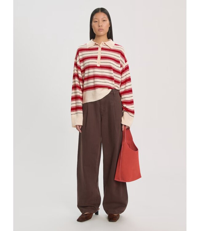 EDITED ED GERIT POLO PULL STRIPE OFF WHITE/RED/GREY