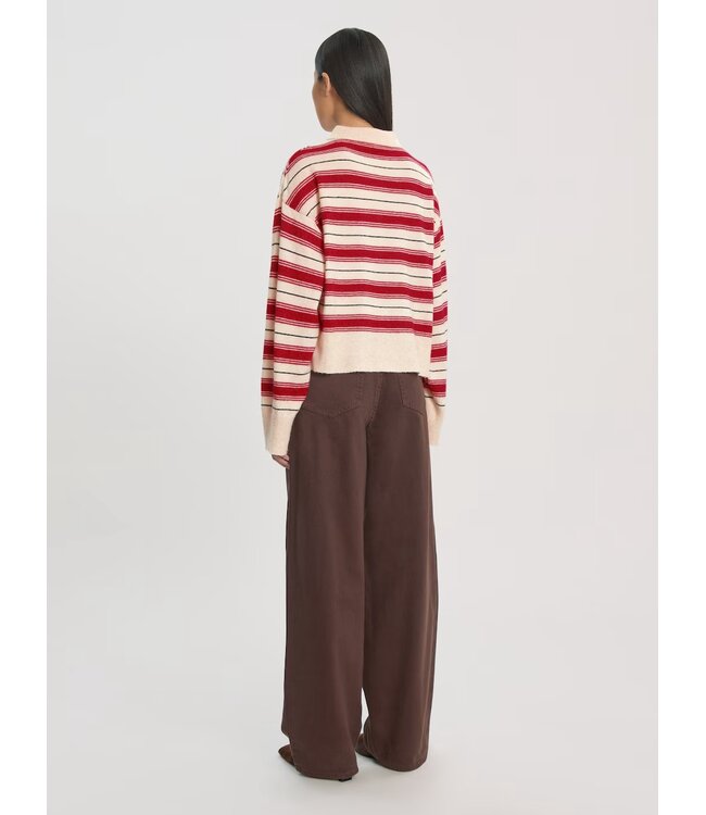 EDITED ED GERIT POLO PULL STRIPE OFF WHITE/RED/GREY