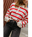 EDITED ED GERIT POLO PULL STRIPE OFF WHITE/RED/GREY