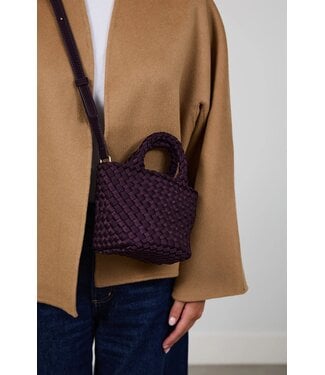 MARREA MA HANDTAS MINI AUBERGINE SATIN STRIPE