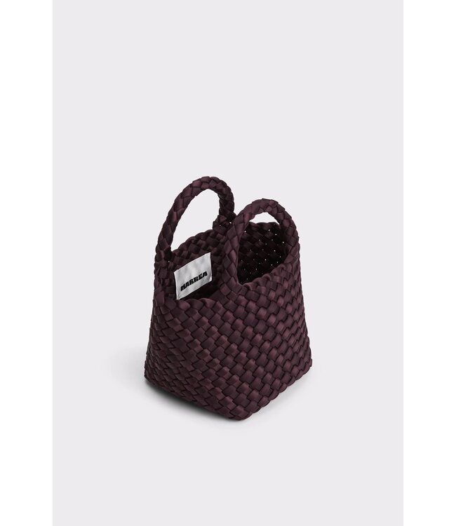 MARREA MA HANDTAS MINI AUBERGINE SATIN STRIPE