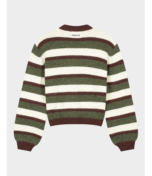 STIEGLITZ ST MOYA CARDIGAN STRIPE BROWN/GREEN/BIRCH