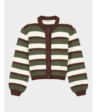 STIEGLITZ ST MOYA CARDIGAN STRIPE BROWN/GREEN/BIRCH