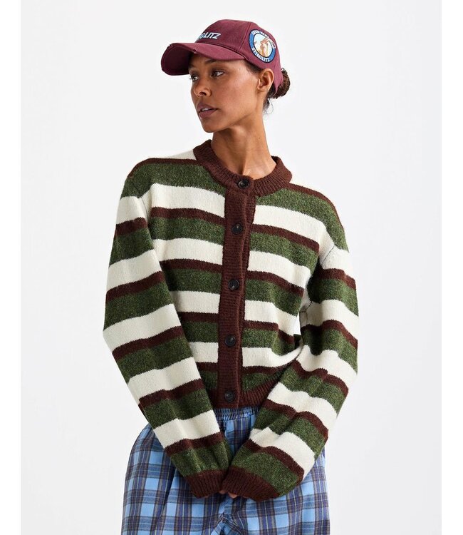 STIEGLITZ ST MOYA CARDIGAN STRIPE BROWN/GREEN/BIRCH