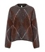 YAS YASARGY LS MOHAIR BLEND KNIT PULLOVER CHECK COFFEE BEAN