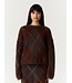 YAS YASARGY LS MOHAIR BLEND KNIT PULLOVER CHECK COFFEE BEAN