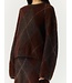 YAS YASARGY LS MOHAIR BLEND KNIT PULLOVER CHECK COFFEE BEAN
