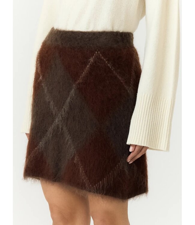 YAS YASARGY HW MOHAIR BLEND KNIT SKIRT COFFEE BEAN