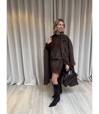 YAS YASARGY HW MOHAIR BLEND KNIT SKIRT COFFEE BEAN