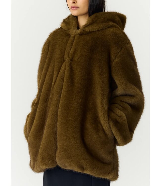YAS YASSINDA LS FURRY JACKET DARK OLIVE