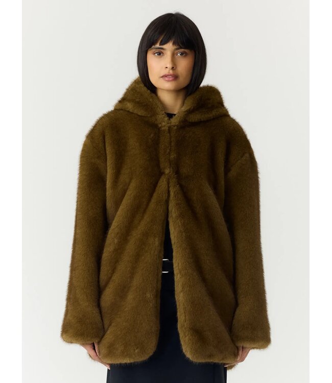 YAS YASSINDA LS FURRY JACKET DARK OLIVE