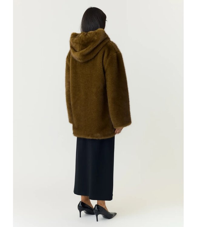 YAS YASSINDA LS FURRY JACKET DARK OLIVE