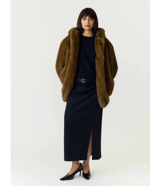 YAS YASSINDA LS FURRY JACKET DARK OLIVE