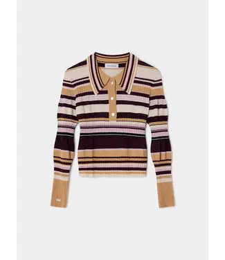 LAAGAM LA ILYANA POLO KNIT CAMEL STRIPED
