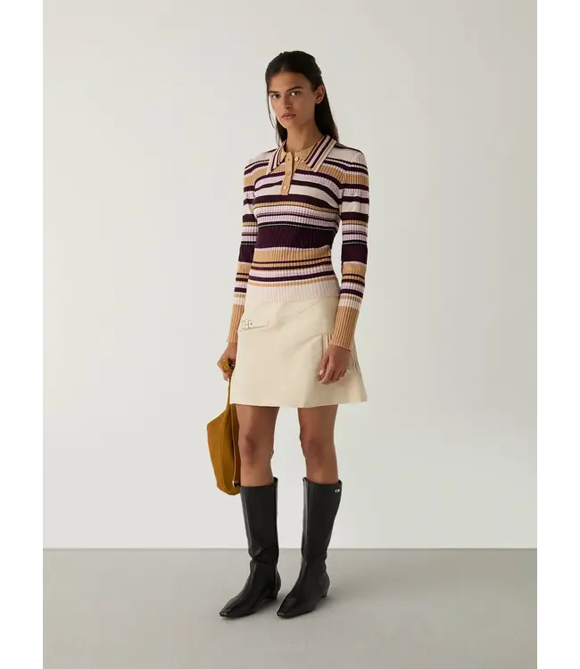 LAAGAM LA ILYANA POLO KNIT CAMEL STRIPED