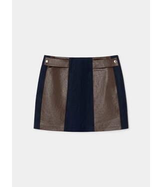 LAAGAM LA LIOR SHORT SKIRT NAVY BLUE TEXTURED