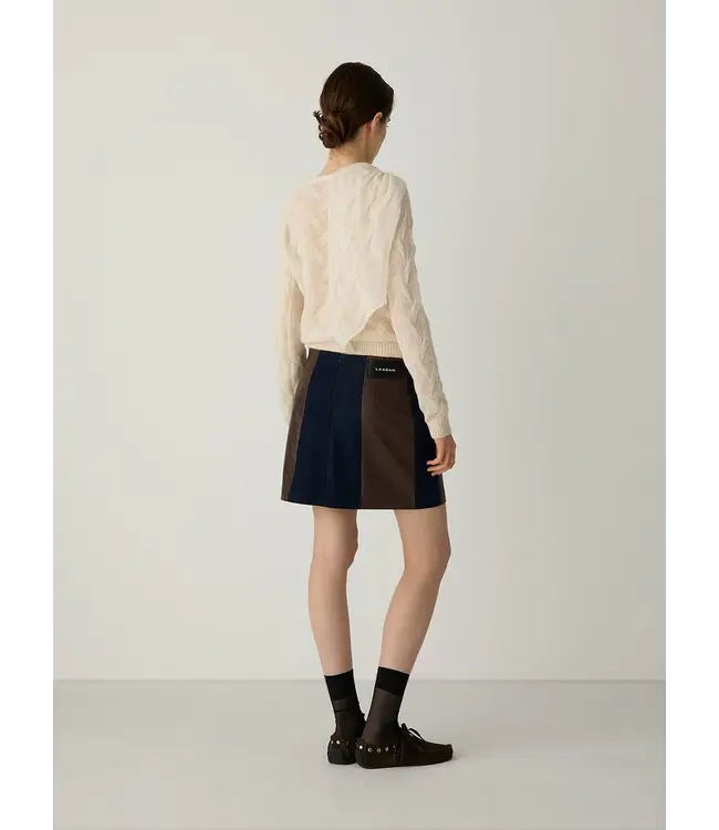 LAAGAM LA LIOR SHORT SKIRT NAVY BLUE TEXTURED