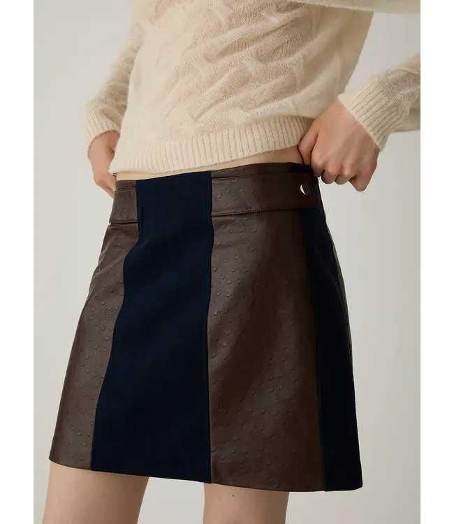 LAAGAM LA LIOR SHORT SKIRT NAVY BLUE TEXTURED