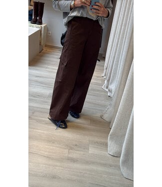 YAS YASCARINE MW CARGO PANT CHOCOLATE BROWN