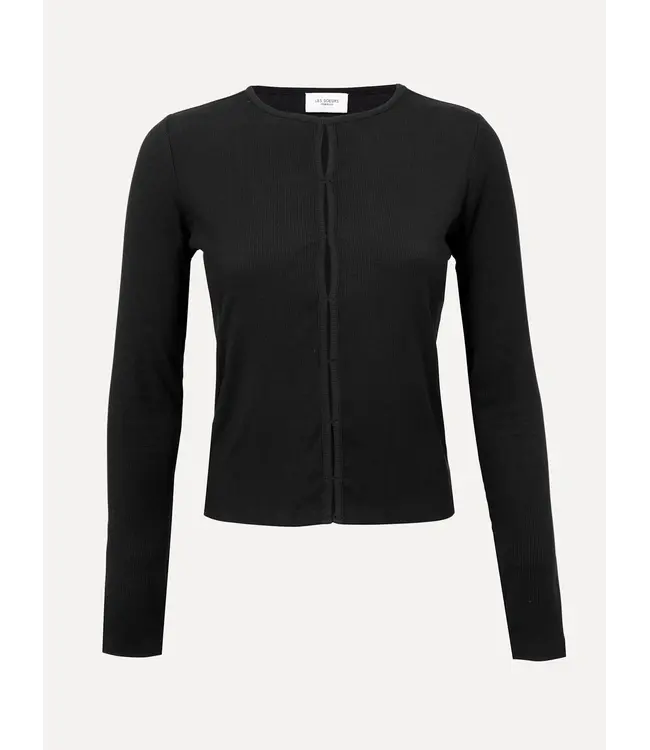 LES SOEURS LS SWEENEY SOFT RIB LS TOP/BUTTONS BLACK