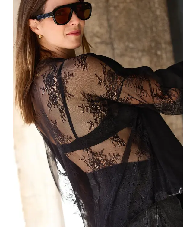 LES SOEURS LS CAROLE SWEATER MESH BLACK