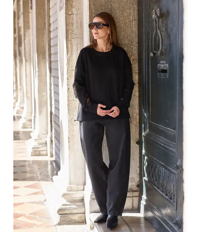 LES SOEURS LS CAROLE SWEATER MESH BLACK
