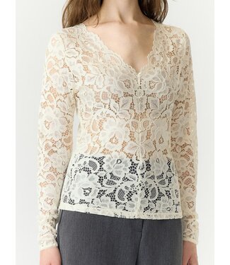 YAS YASLACEY LS V-NECK  LACE TOP NOOS