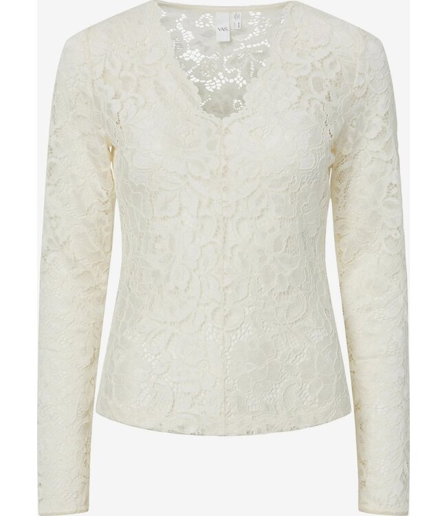 YAS YASLACEY LS V-NECK  LACE TOP NOOS