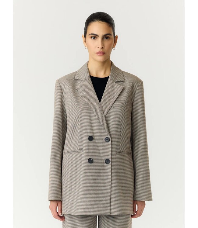 YAS YASCHEKKA LS OVERSIZE BLAZER NOOS BLACK/CHECKS