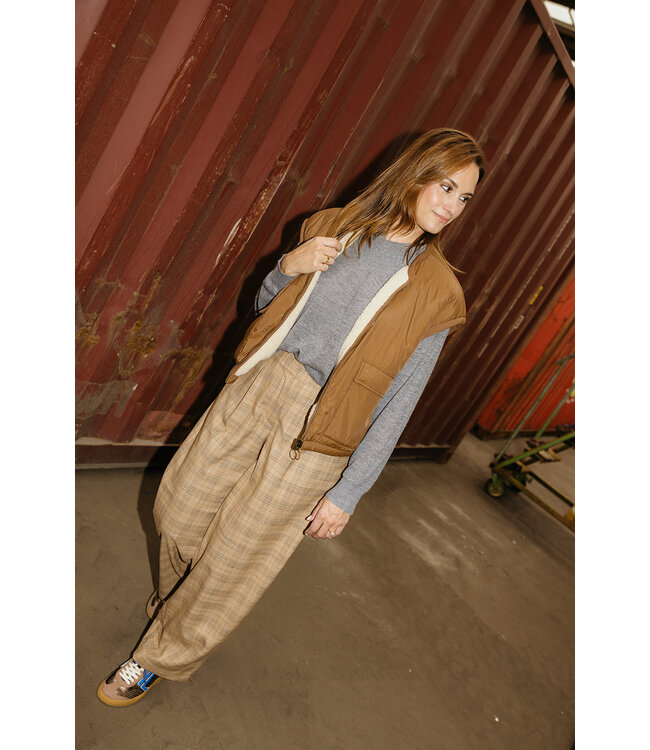 YAS YASCARIN MW BARREL PANT CARTOUCHE CARIN CHECKS