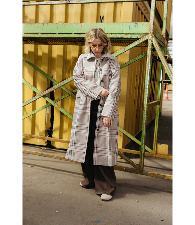SELECTED FEMME SLWSPENCER TRENCH COAT PEAT CHECK
