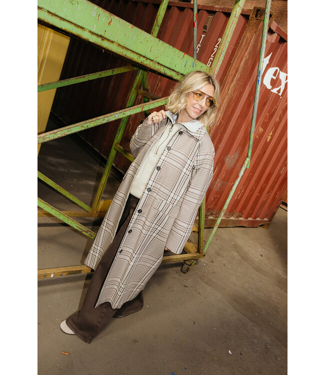 SELECTED FEMME SLWSPENCER TRENCH COAT PEAT CHECK