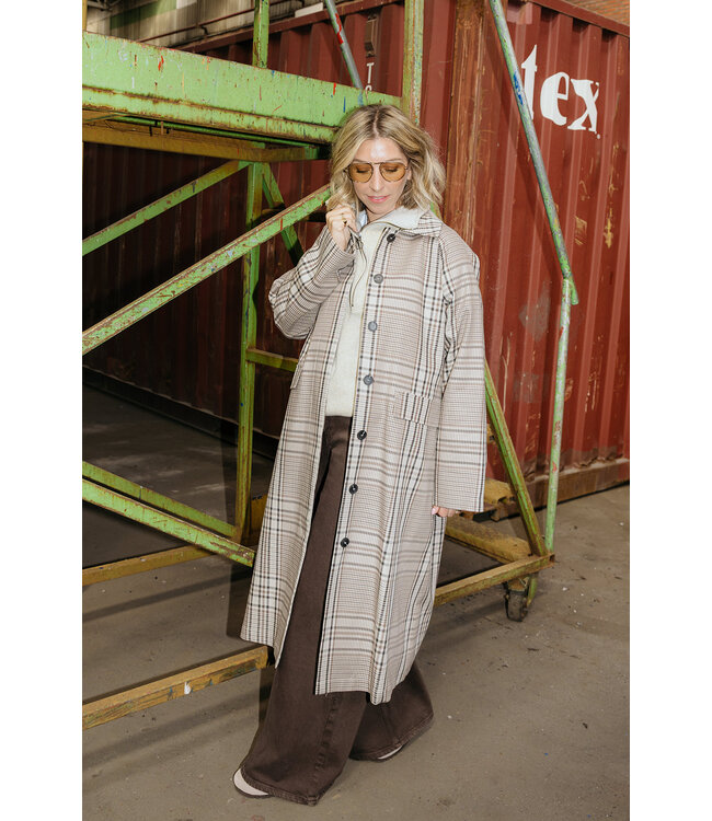 SELECTED FEMME SLWSPENCER TRENCH COAT PEAT CHECK