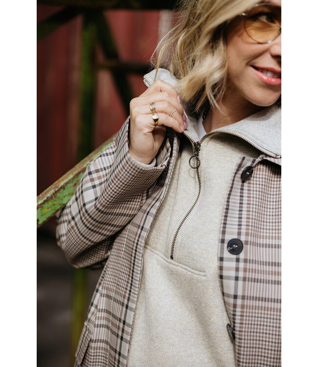 SELECTED FEMME SLWSPENCER TRENCH COAT PEAT CHECK