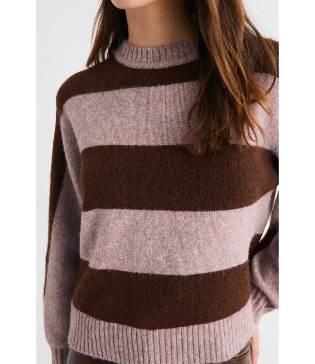 MUS & BOMBON MBB FAERI PULL STRIPEDE BROWN/MAUVE