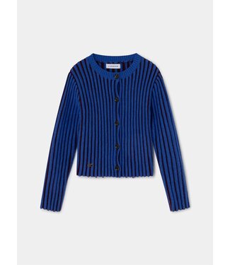 LAAGAM LA JOYCE CARDIGAN BLUE TEXTURED