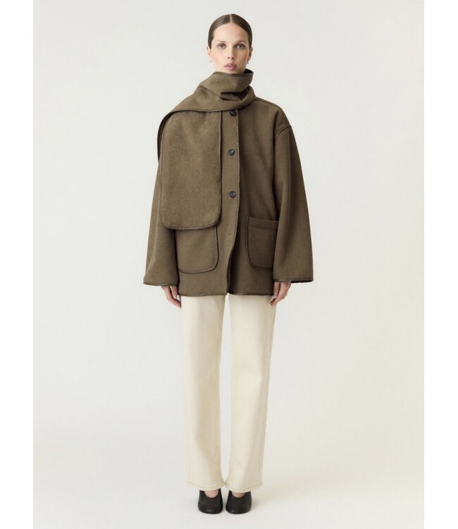 YAS YASOSANA LS REVERSIBLE SCARF JACKET OTTER