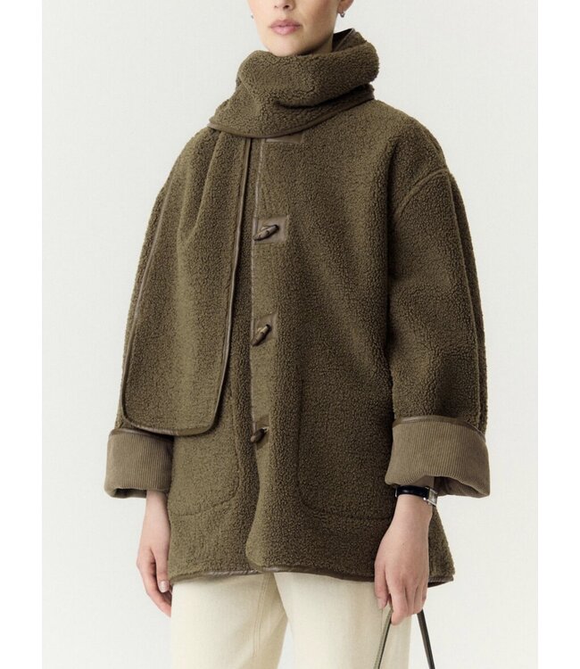 YAS YASOSANA LS REVERSIBLE SCARF JACKET OTTER