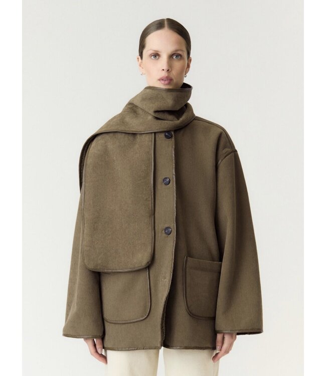 YAS YASOSANA LS REVERSIBLE SCARF JACKET OTTER