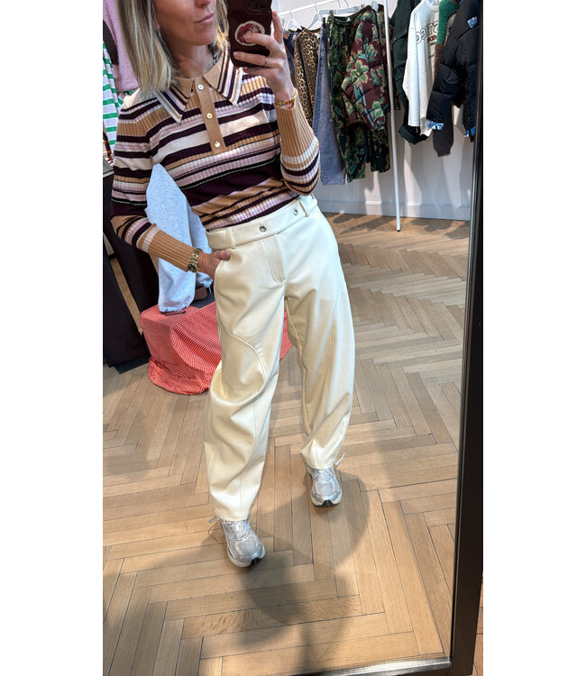 LAAGAM LA ILYANA POLO KNIT CAMEL STRIPED